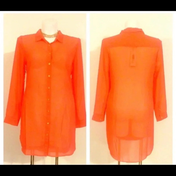 NWOT BCBG Maxzaria Orange Tunic Top Medium - Picture 2 of 11